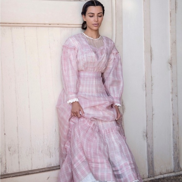 Calvin Klein check print silk gown - Picture 4 of 11